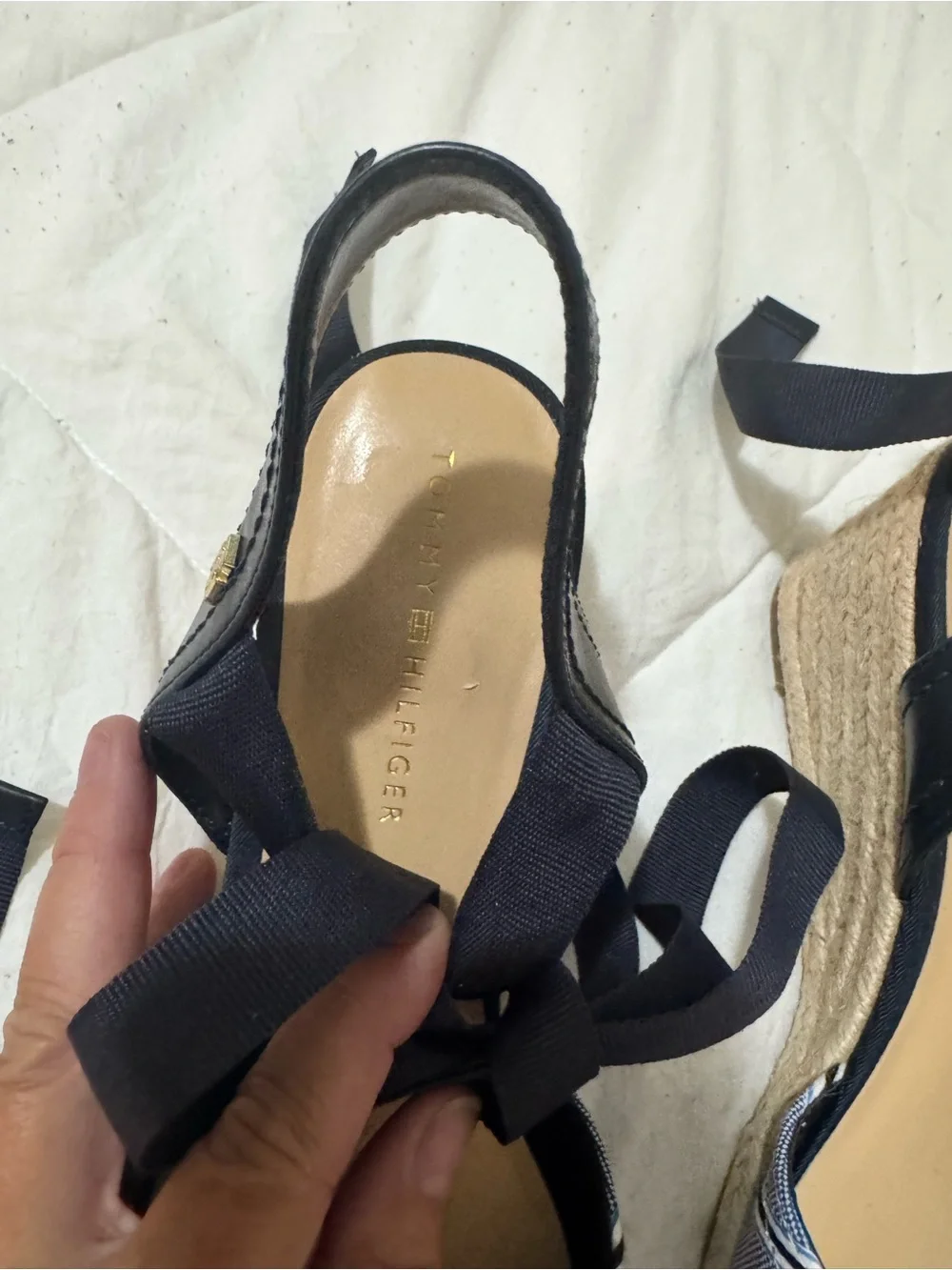 Tommy Hilfiger Blue Stripe Espadrille Tie-Wrap Sandals